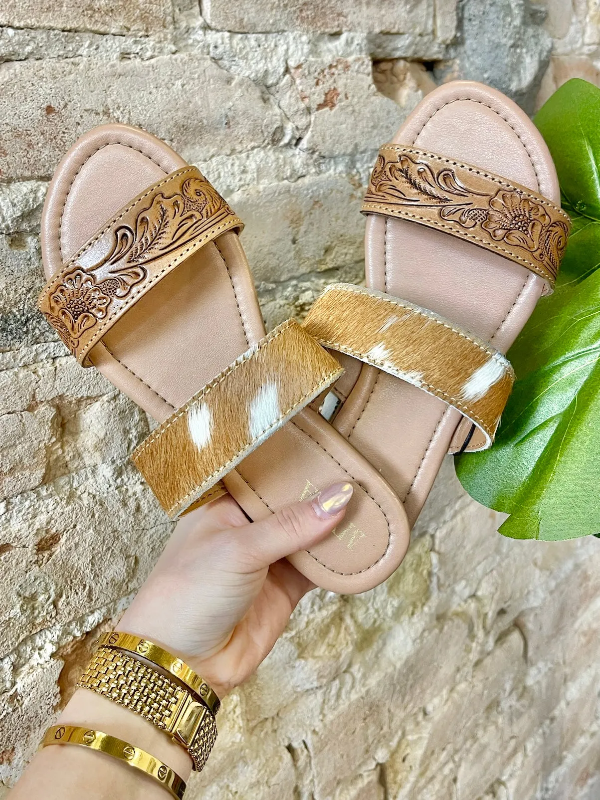 40% Off - MYRA Cowhide & Tooled Leather Sandals