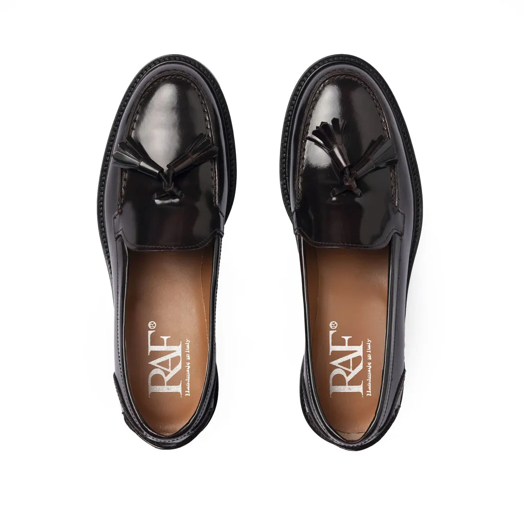 A104PN Women's Loafers with Leather Bow - Bordeaux