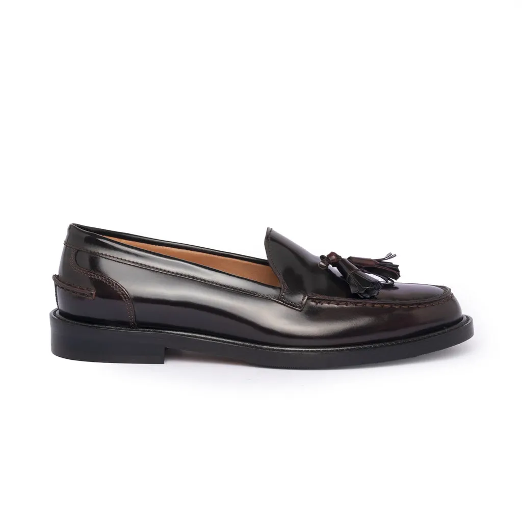 A104PN Women's Loafers with Leather Bow - Bordeaux