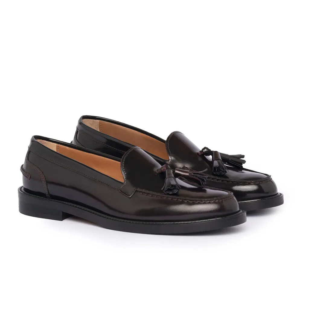 A104PN Women's Loafers with Leather Bow - Bordeaux