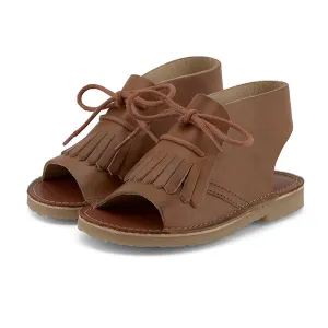 Agnes Kilted Kids Sandal Tan Burnished Leather