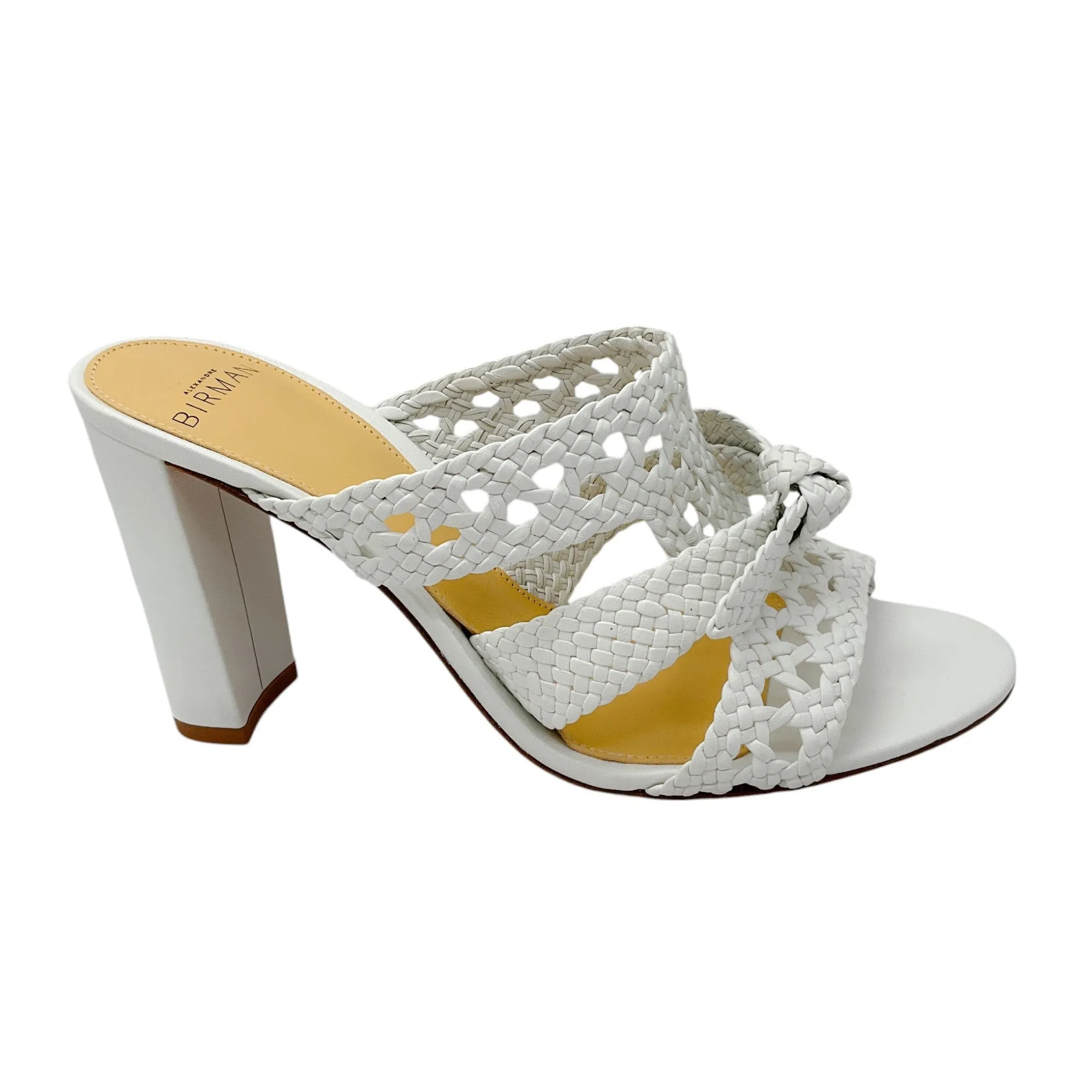 Alexandre Birman White Clarita Braided Leather Sandals