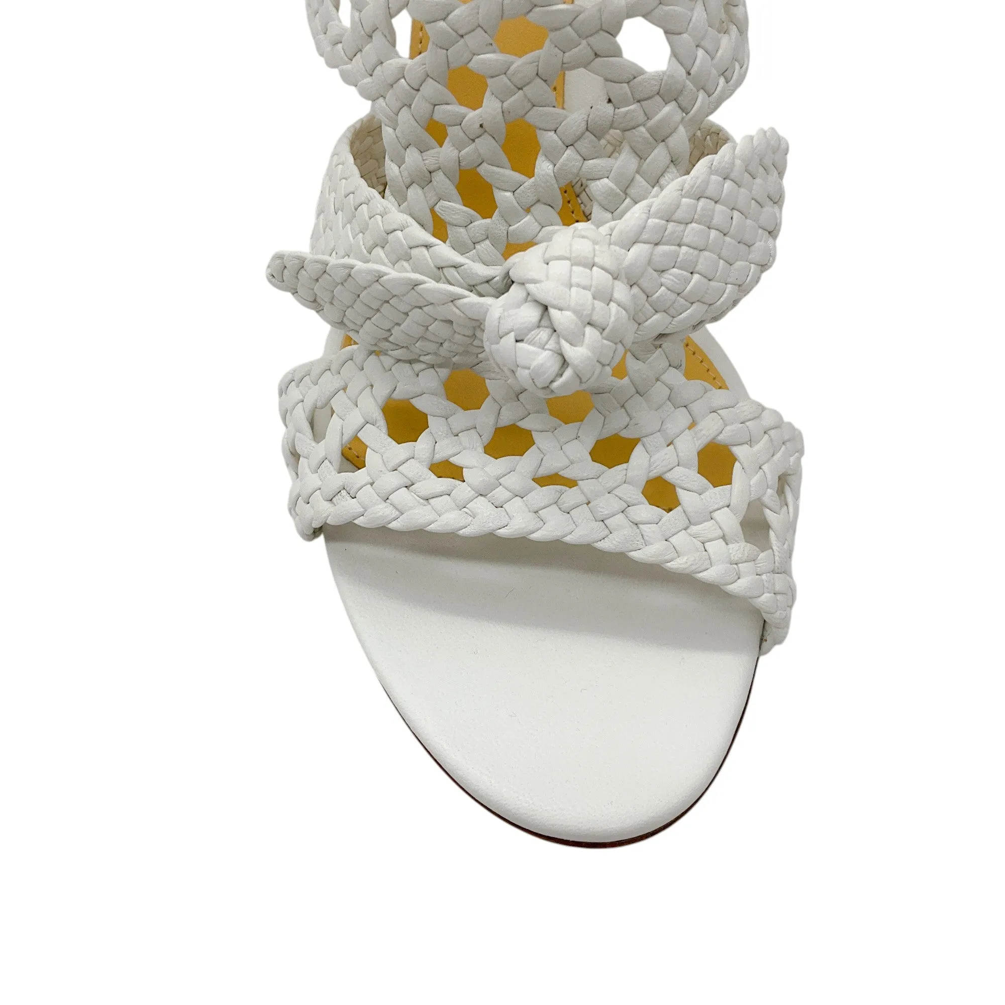 Alexandre Birman White Clarita Braided Leather Sandals