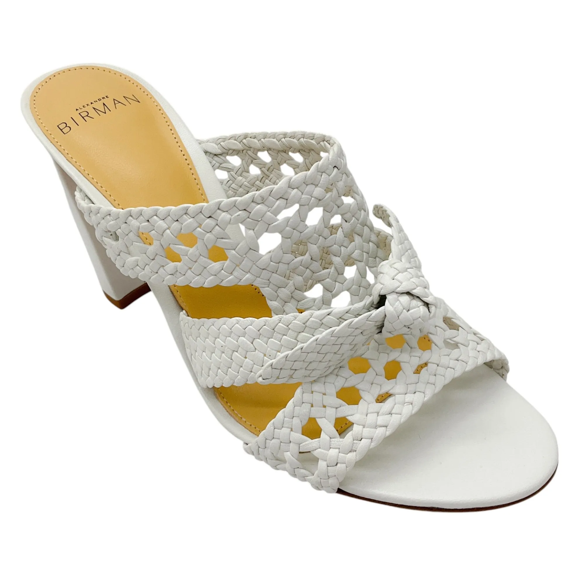 Alexandre Birman White Clarita Braided Leather Sandals