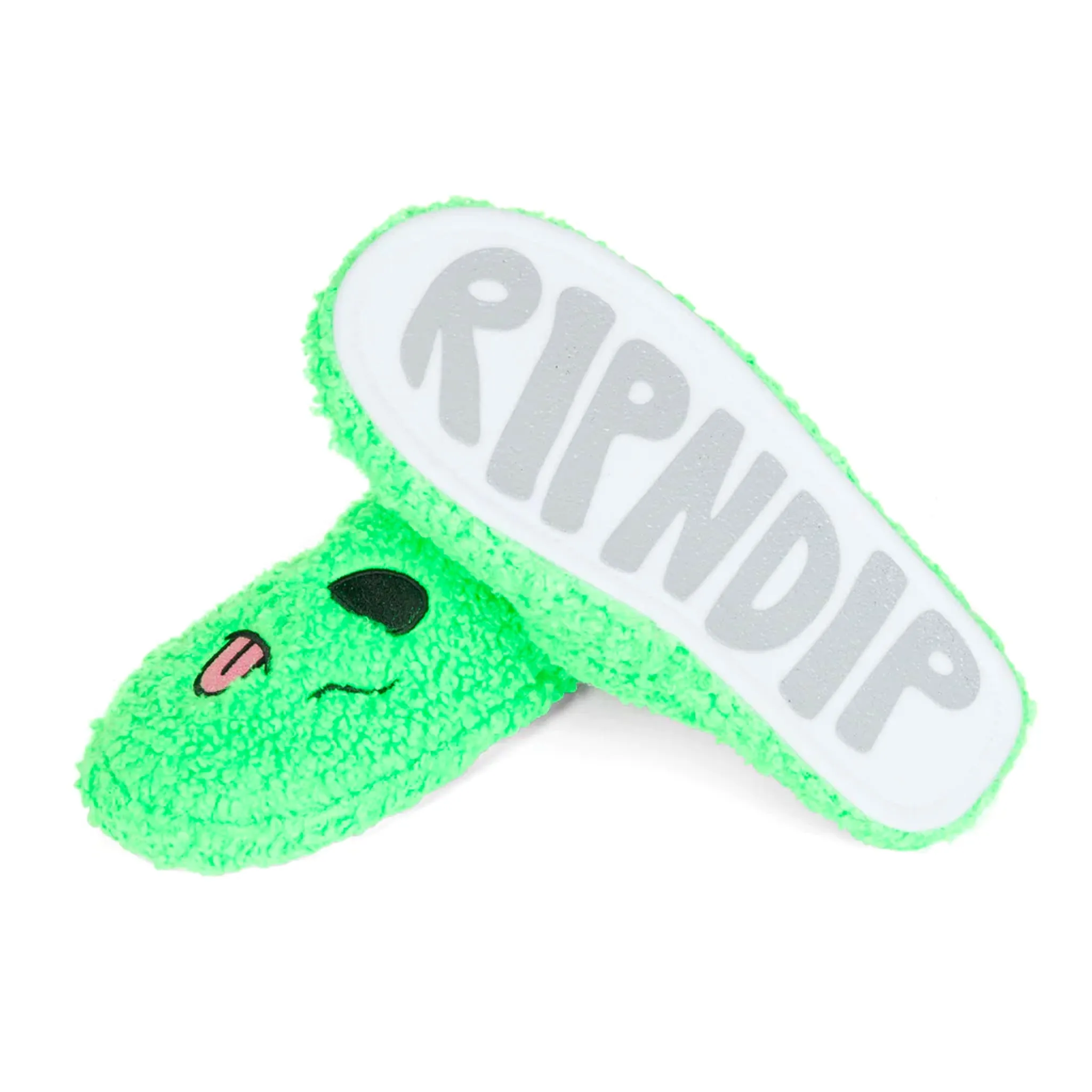 Alien Face Fuzzy House Slippers (Green)