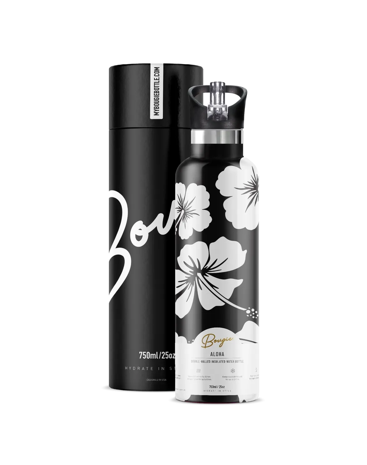 Aloha | 25 oz Insulated Water Bottle Flip' N ' Sip Lid