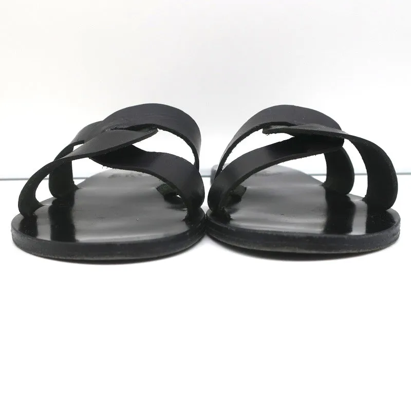 Ancient Greek Sandals Desmos Slides Black Leather Size 38