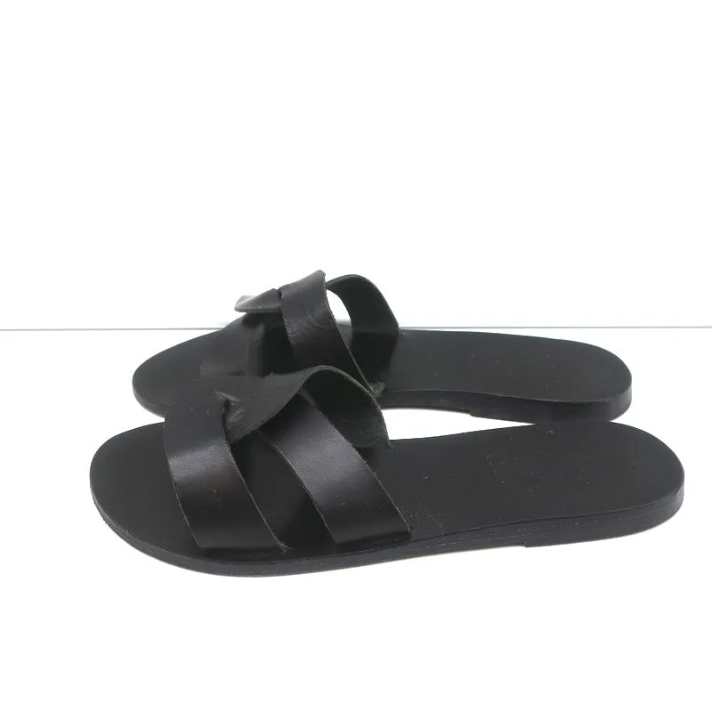 Ancient Greek Sandals Desmos Slides Black Leather Size 38