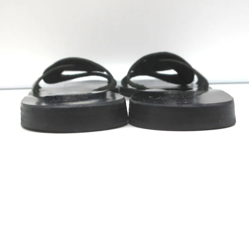 Ancient Greek Sandals Desmos Slides Black Leather Size 38