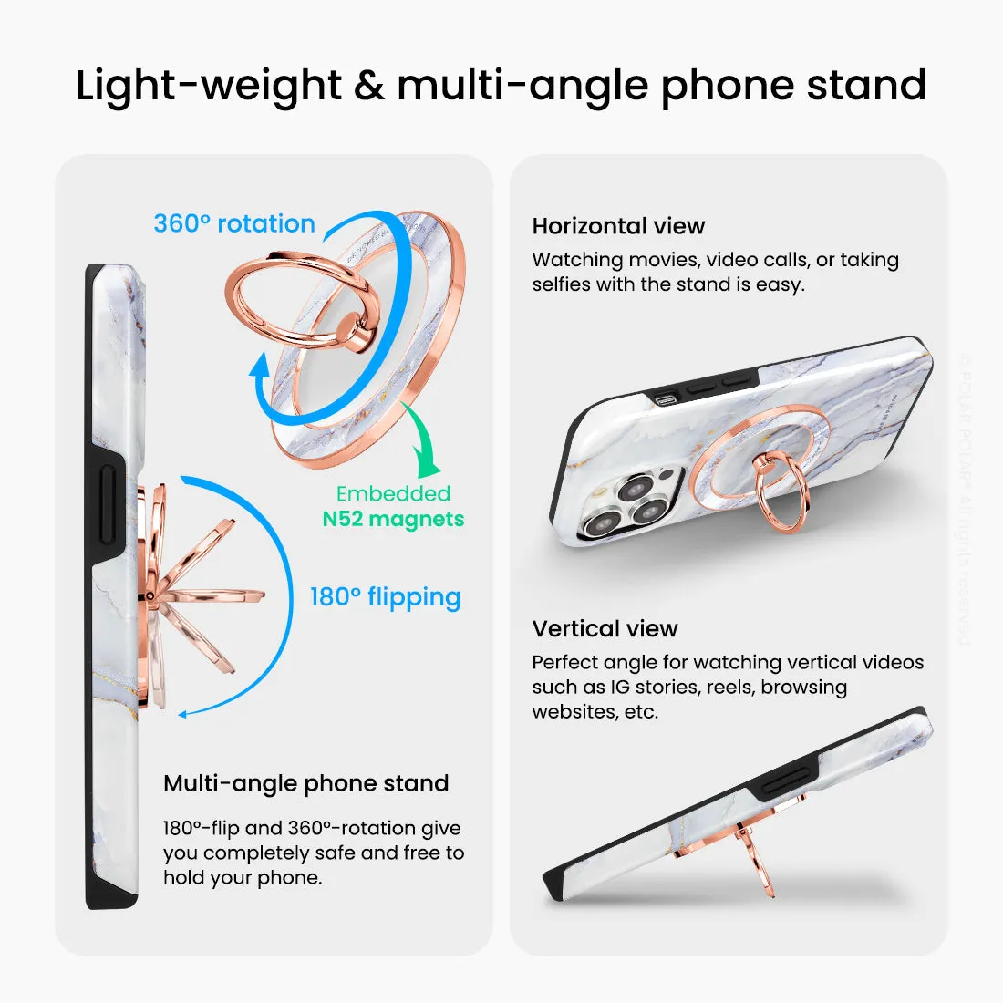 Arctic Ocean - Rose Gold MagSafe Phone Grip and Ring Holder Stand