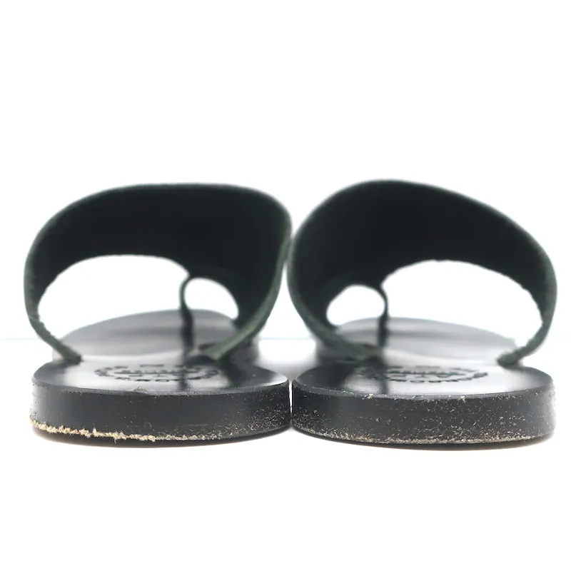 ATP Atelier Rosa Cutout Sandals Black Leather Size 37 Flat Slides