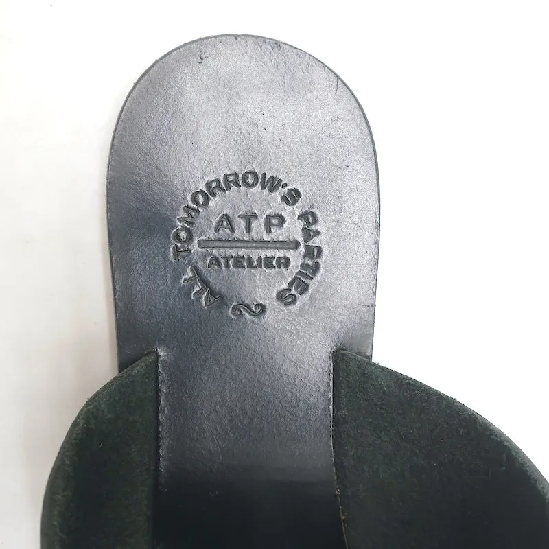ATP Atelier Rosa Cutout Sandals Black Leather Size 37 Flat Slides