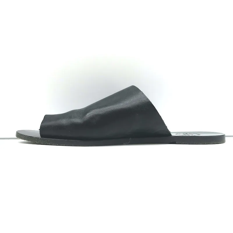 ATP Atelier Rosa Cutout Sandals Black Leather Size 37 Flat Slides