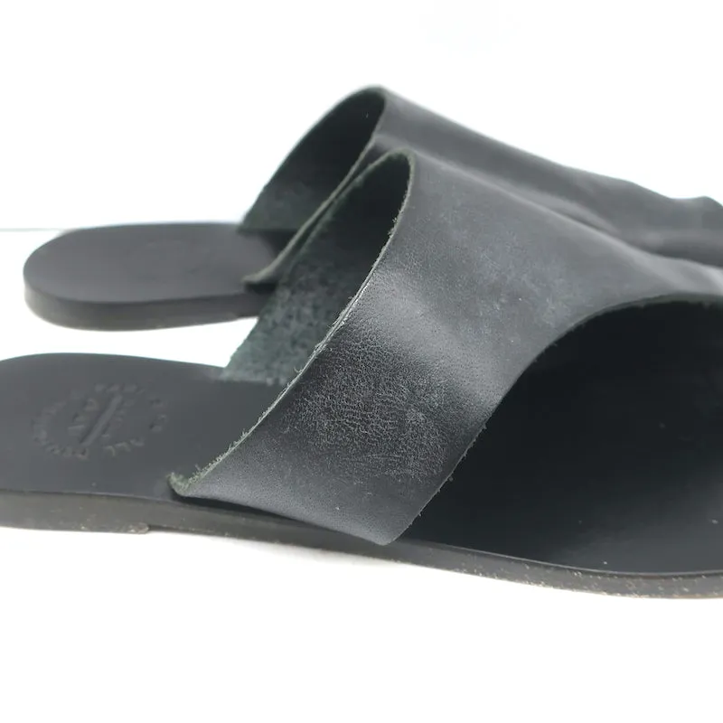 ATP Atelier Rosa Cutout Sandals Black Leather Size 37 Flat Slides