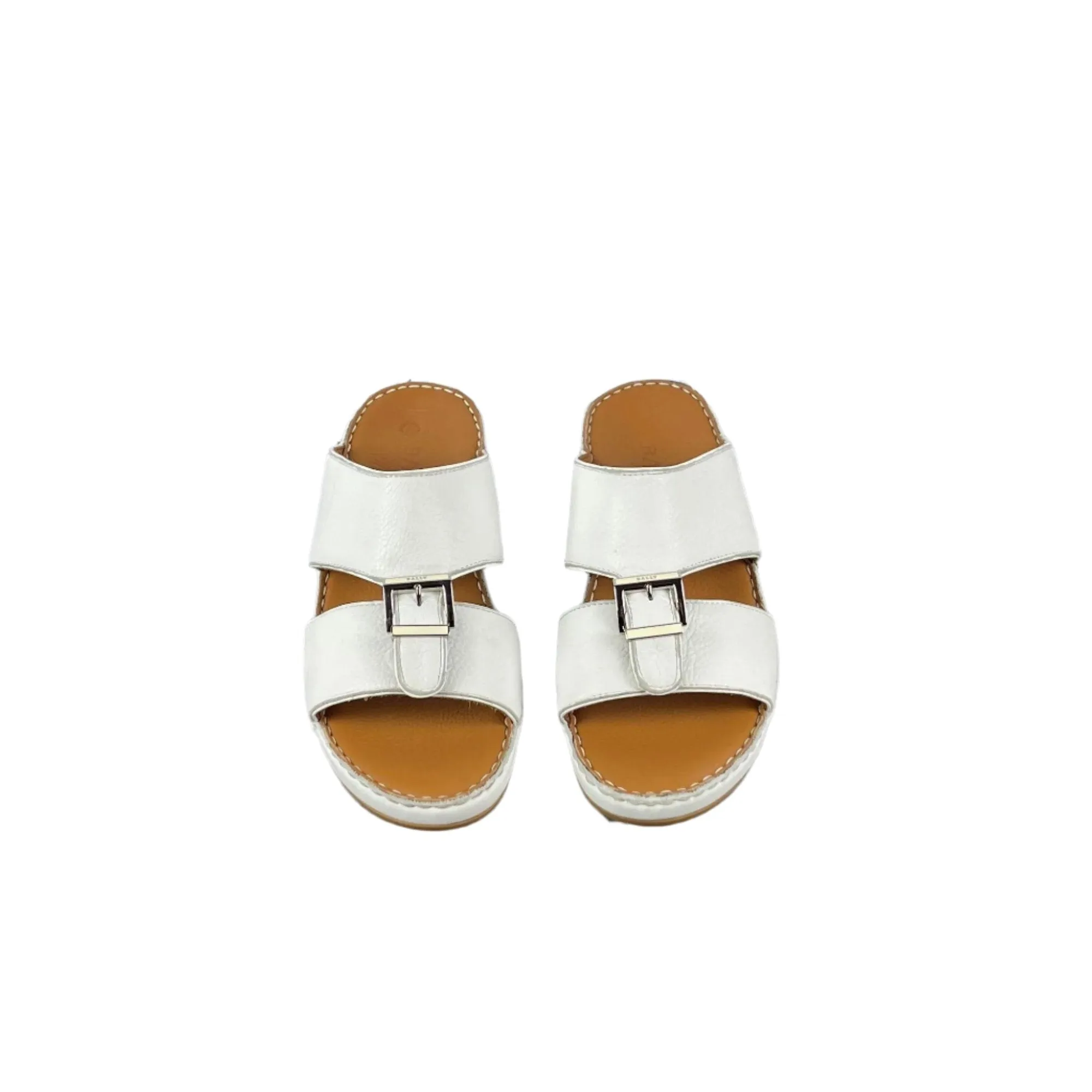 Bally Herb White Leather Grained Sandals