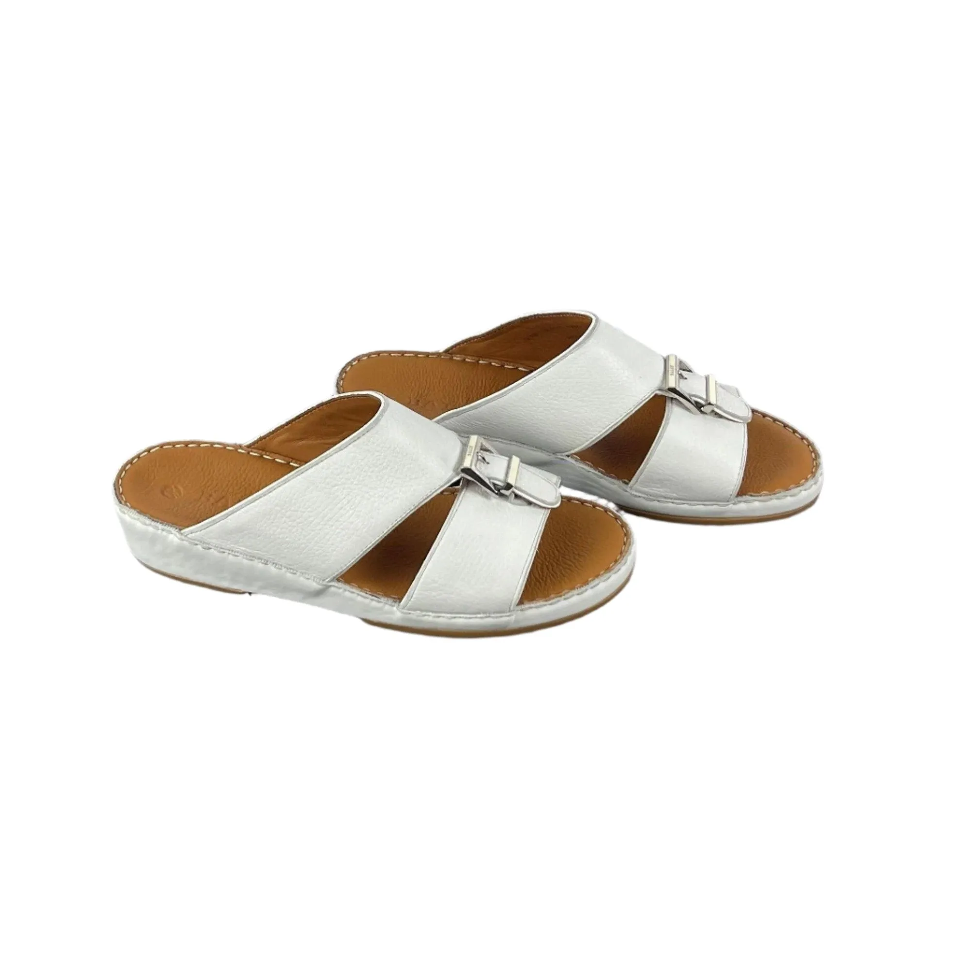Bally Herb White Leather Grained Sandals