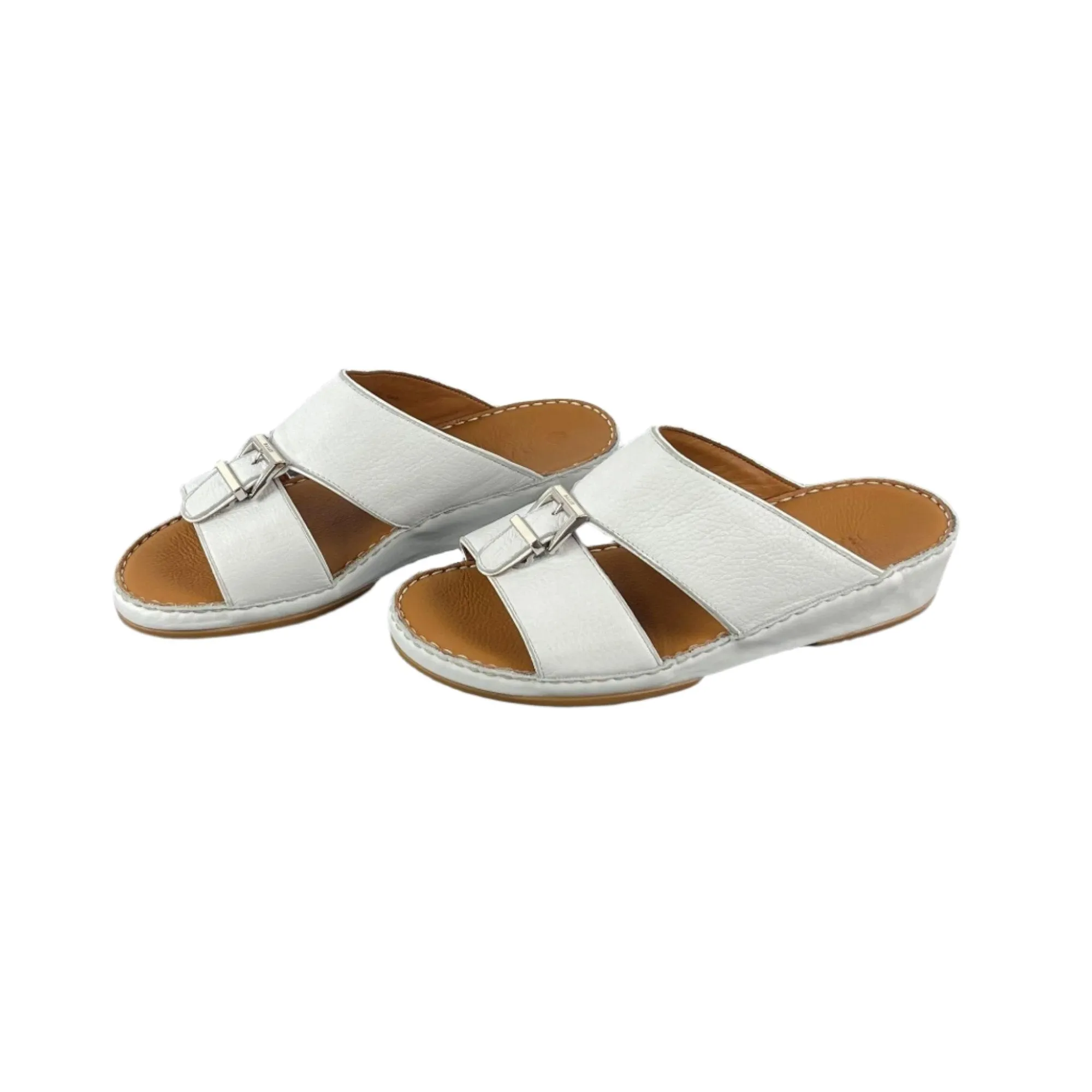 Bally Herb White Leather Grained Sandals