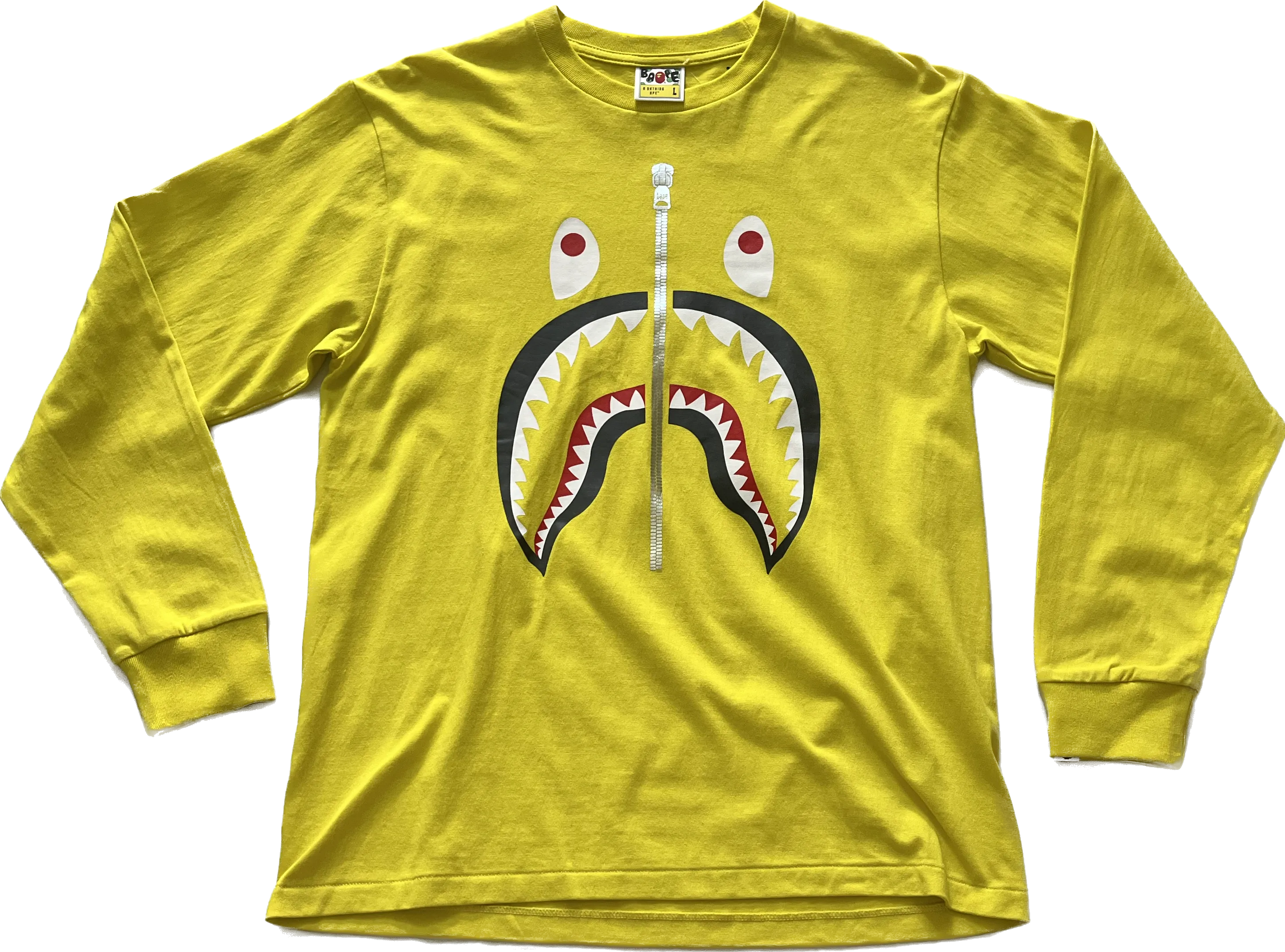 Bape Shark Face Long Sleeve Tee - Yellow