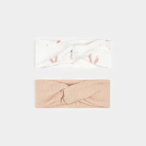 Barely Pink Modal Rib and Ballet Slippers Print Headbands