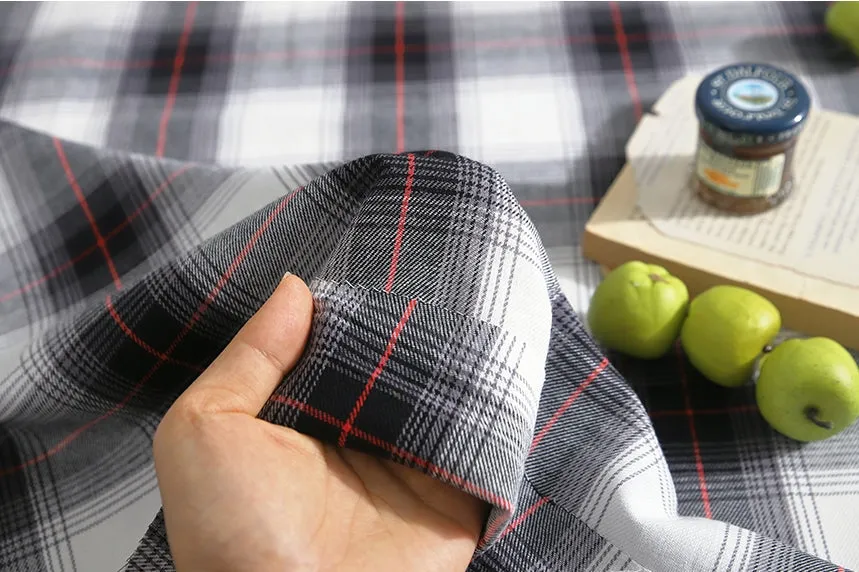 Black and White Plaid Cotton Fabric - By the Yard GJ 56378