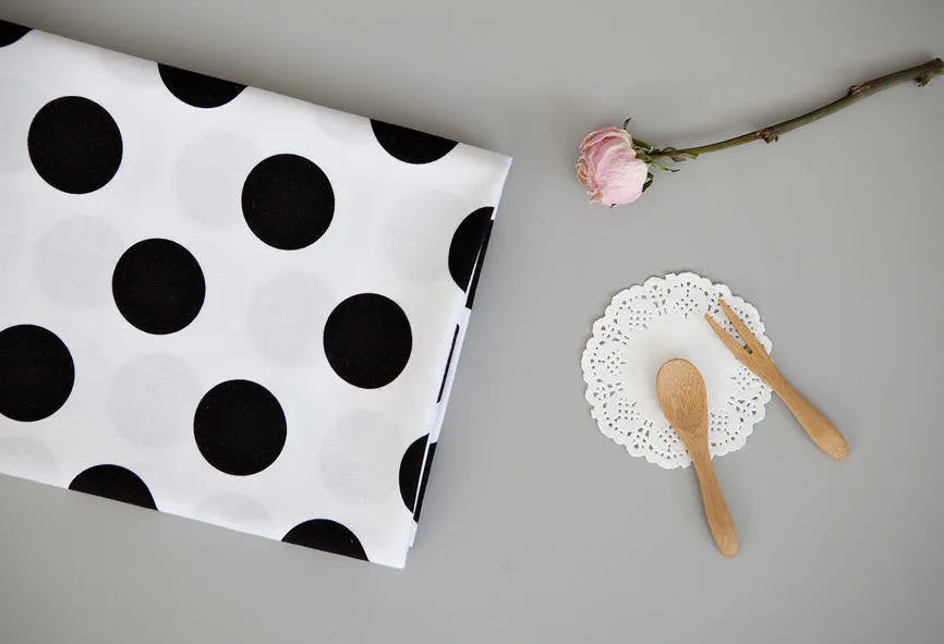 Black Dots Cotton Fabric - Large Dots - By the Yard 78959