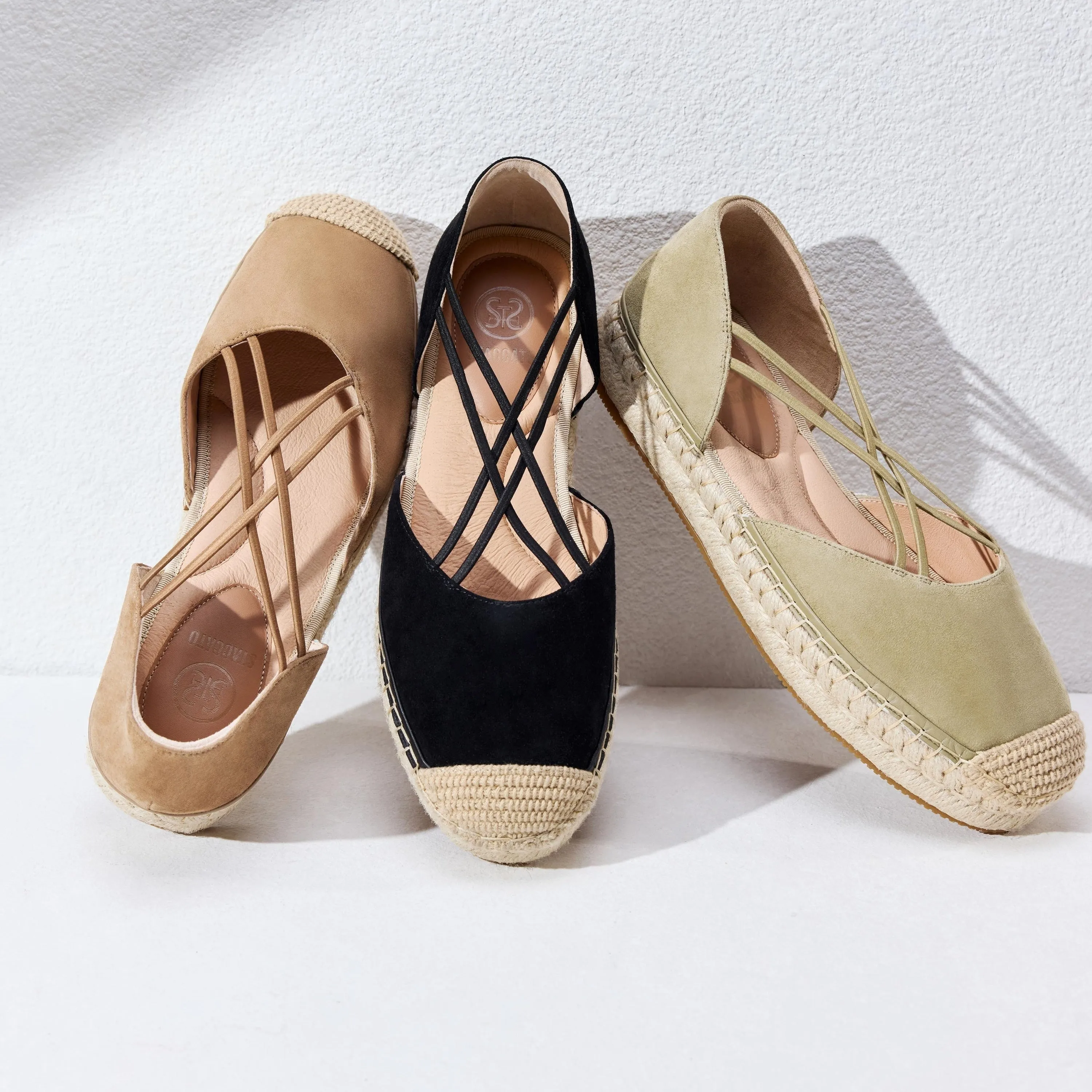 Black Suede Cross Strappy Espadrille Flat