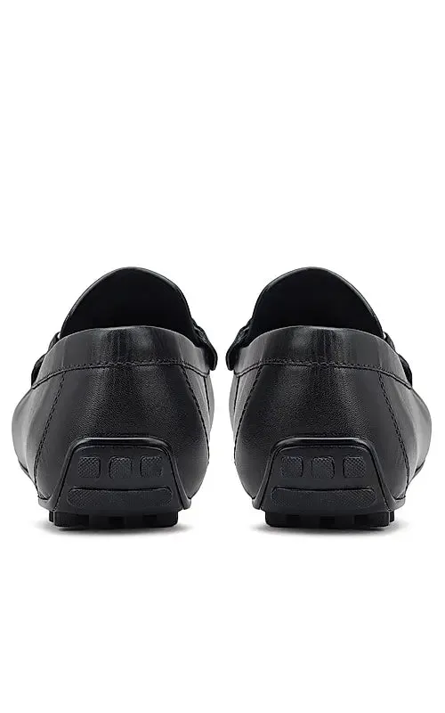 Black Woven Leather Moccasins