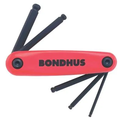 Bondhus® GorillaGrip Ballpoint Fold-Ups, 5 per fold-up, Hex Ball Tip, Metric, 12897