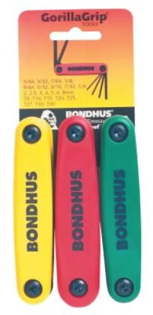 Bondhus® GorillaGrip Multi-Pack Fold-Ups, 3 per pack, Hex; Torx Tip, Torx/Inch/Metric, 12533