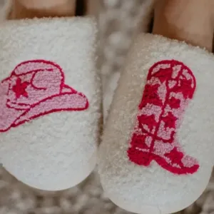 Boot and Cowgirl Hat Western Slippers