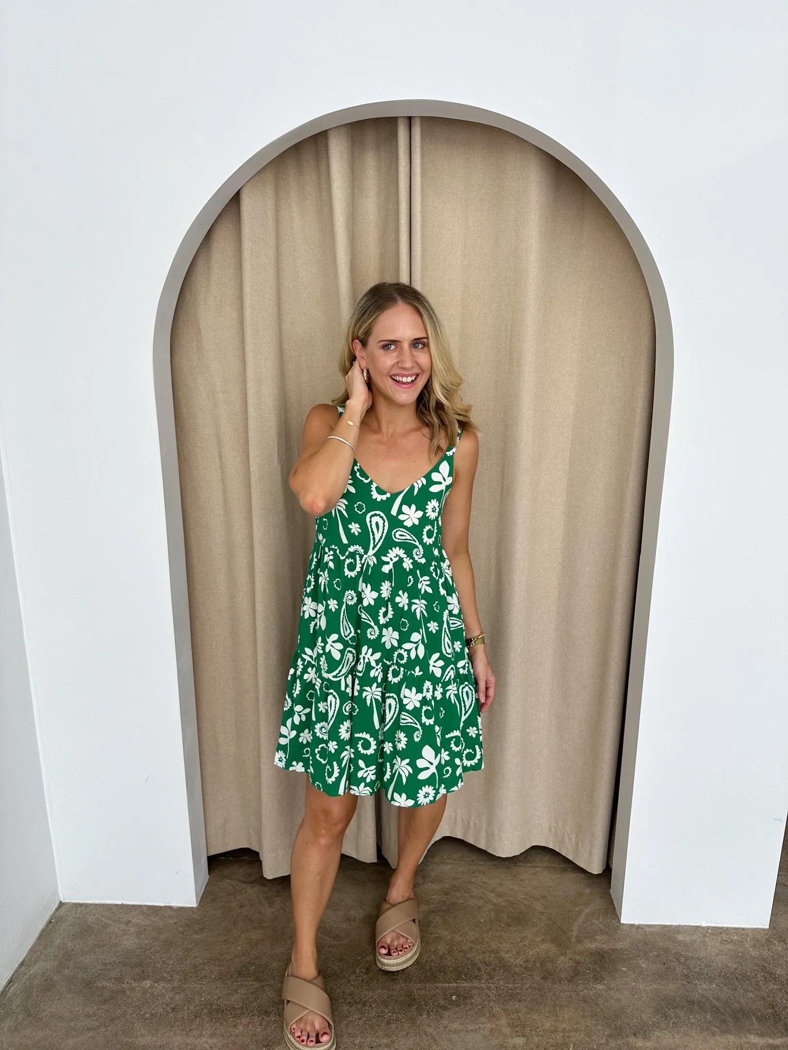 Cameron Dress- Green/white