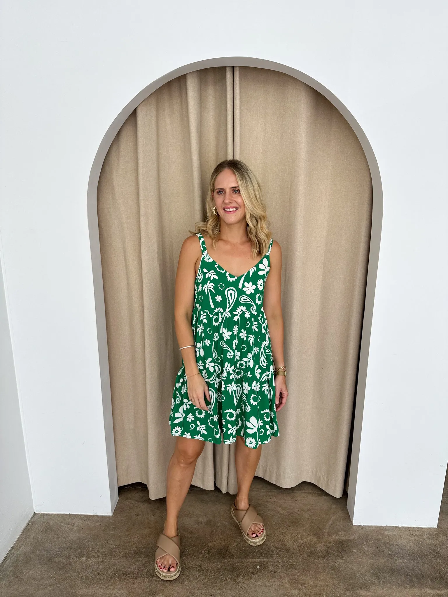 Cameron Dress- Green/white
