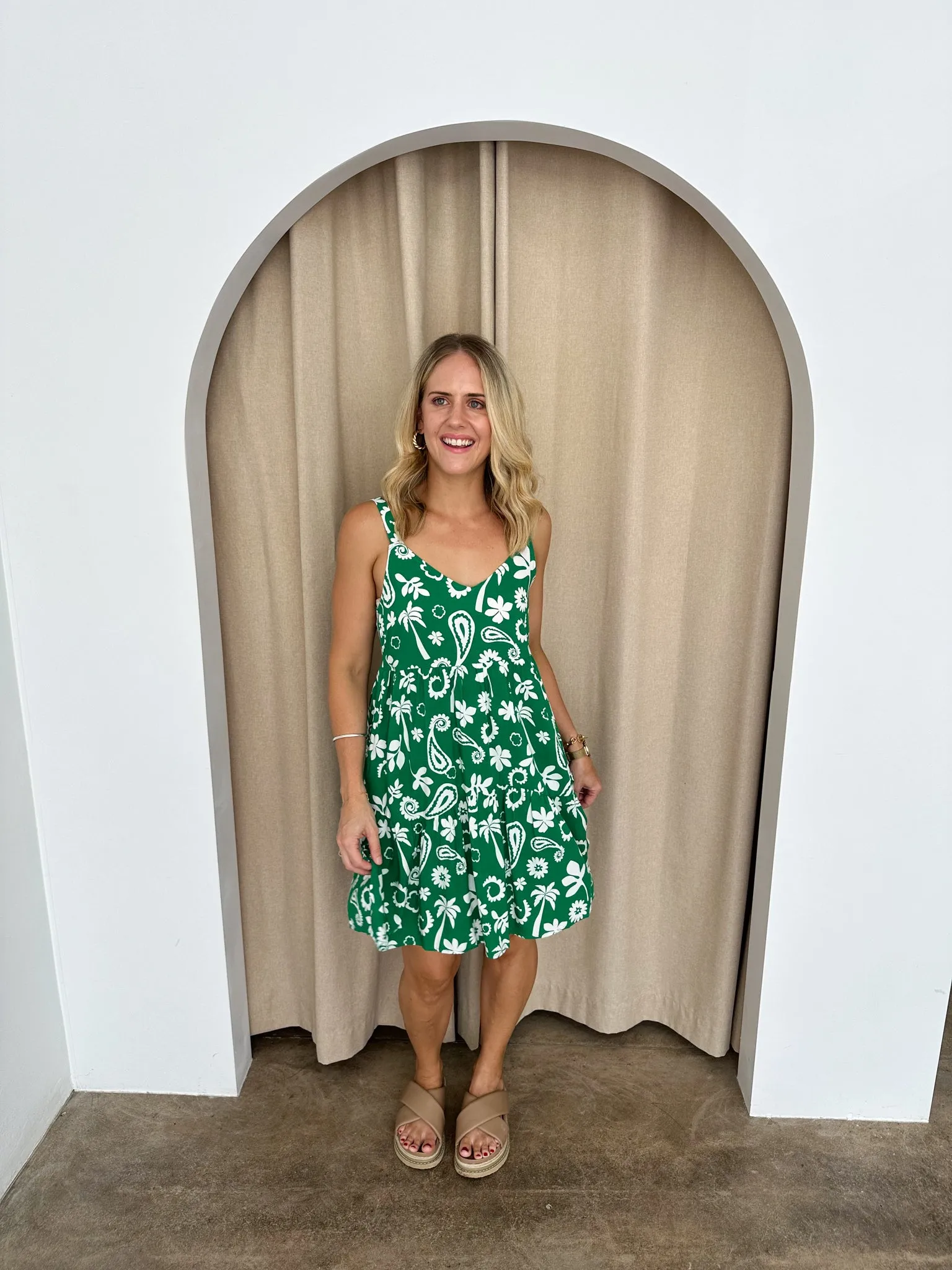 Cameron Dress- Green/white