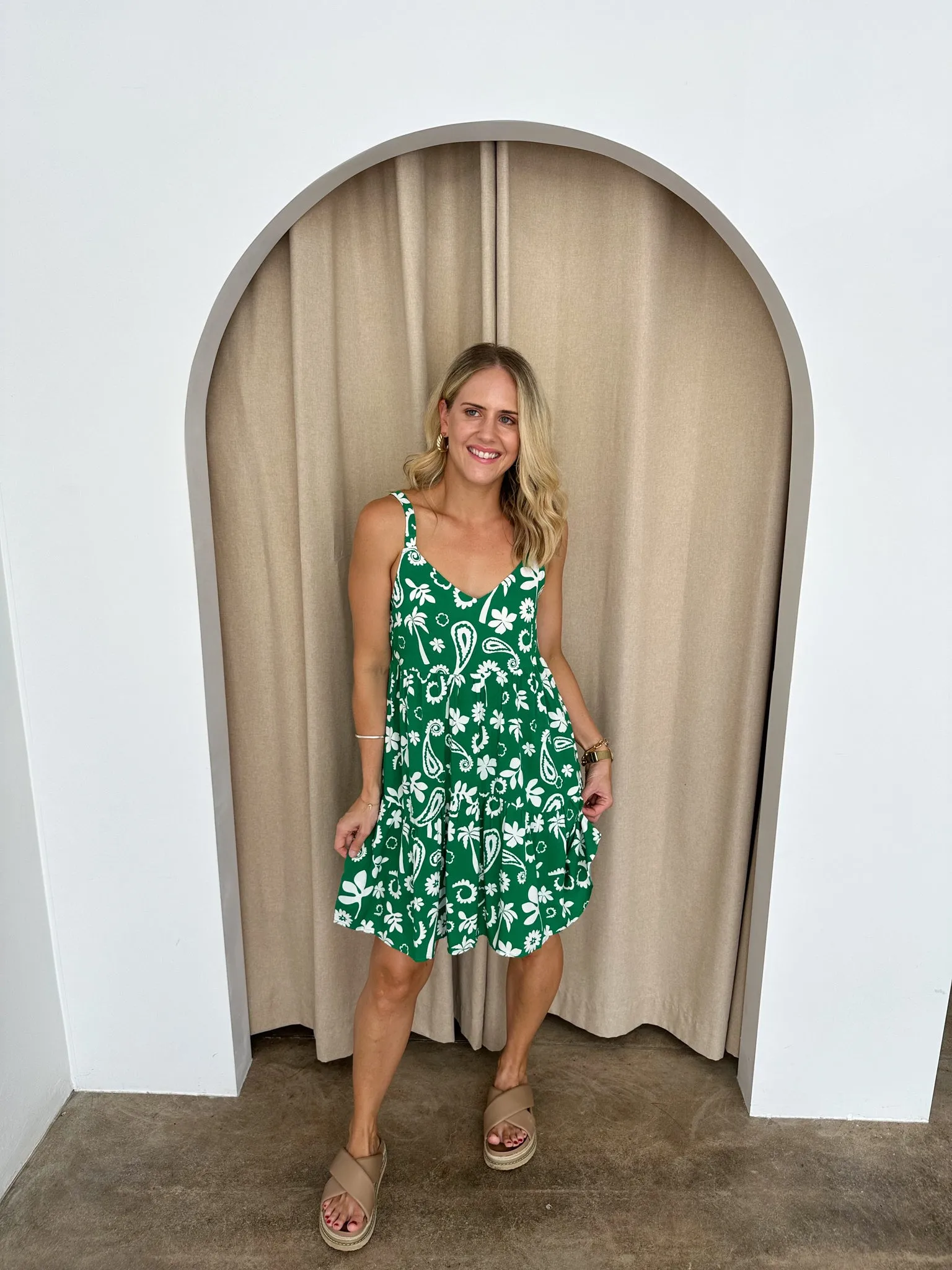 Cameron Dress- Green/white