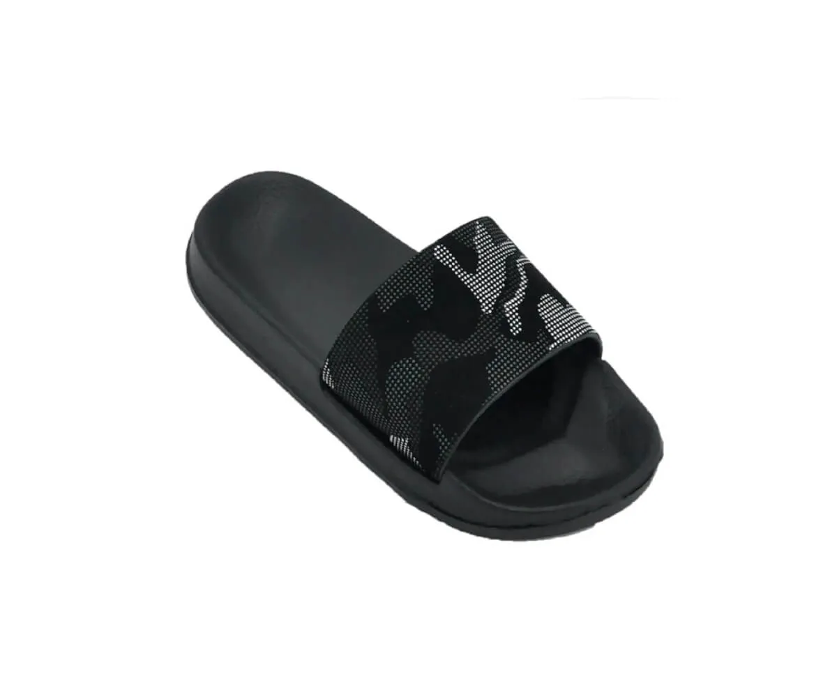 Camouflage Slides Boys' Sandals - Camo Black, Camo Blue, and Camo Green - Sizes 11.5-4 (Little/Big Boys)