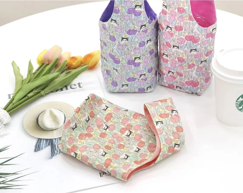Cats and Flowers Cotton Fabric, Digital Printing - Fabric By the Yard /54351