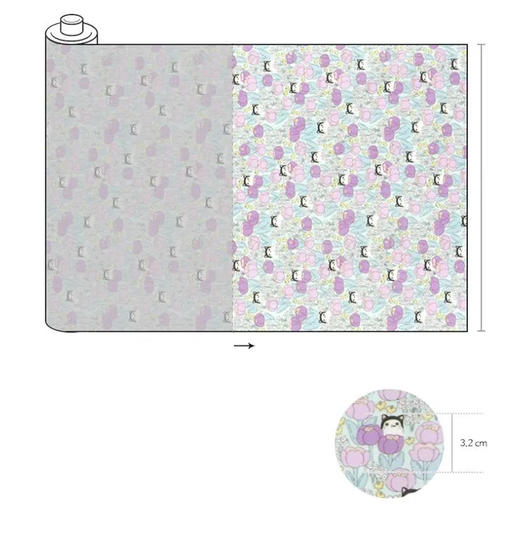 Cats and Flowers Cotton Fabric, Digital Printing - Fabric By the Yard /54351