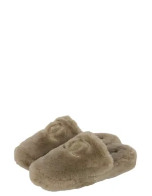 Chanel NEW Shearling Logo Slippers w/ Case sz 39