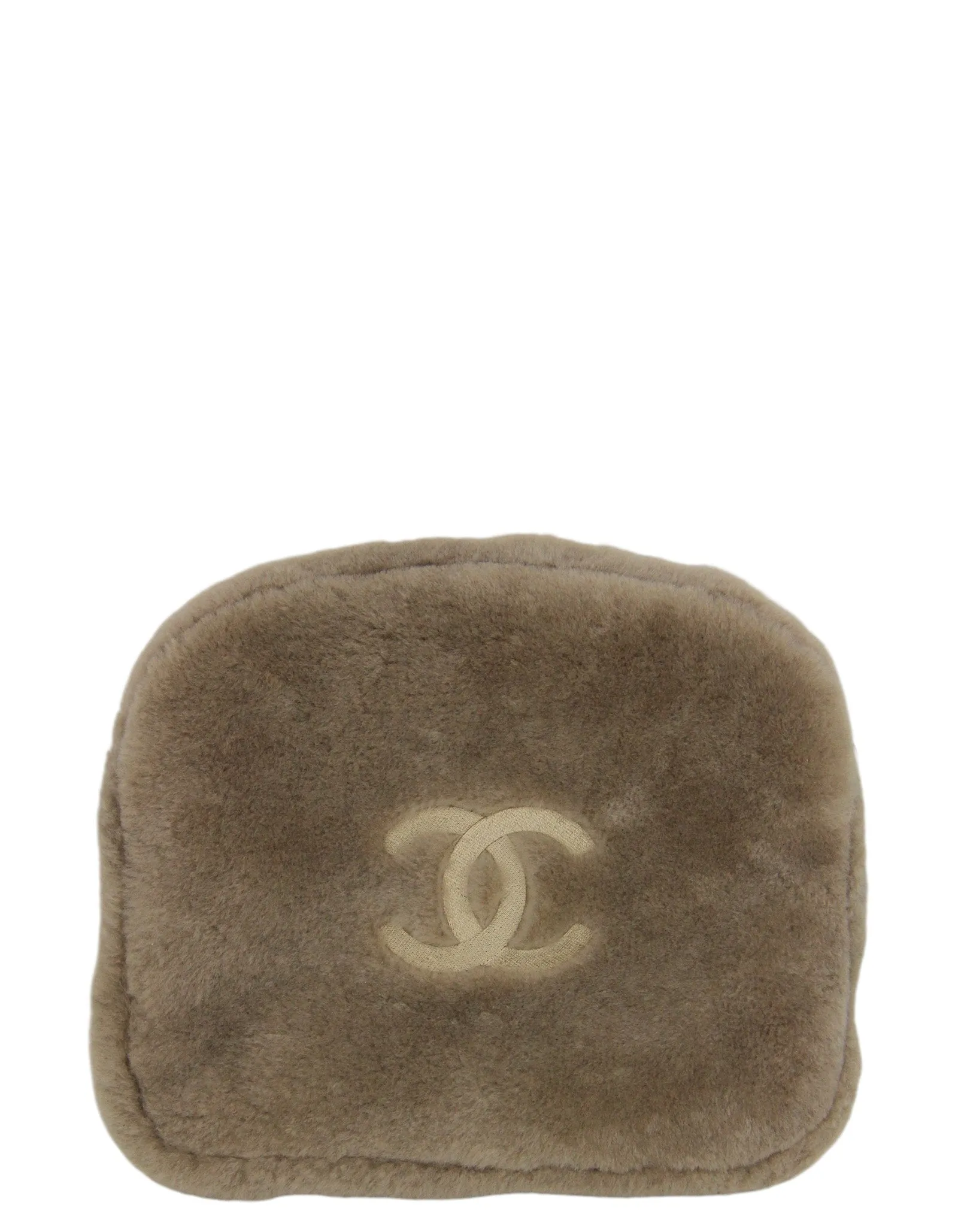 Chanel NEW Shearling Logo Slippers w/ Case sz 39