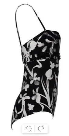 Chanel Size 40 Black Floral Swimsuit