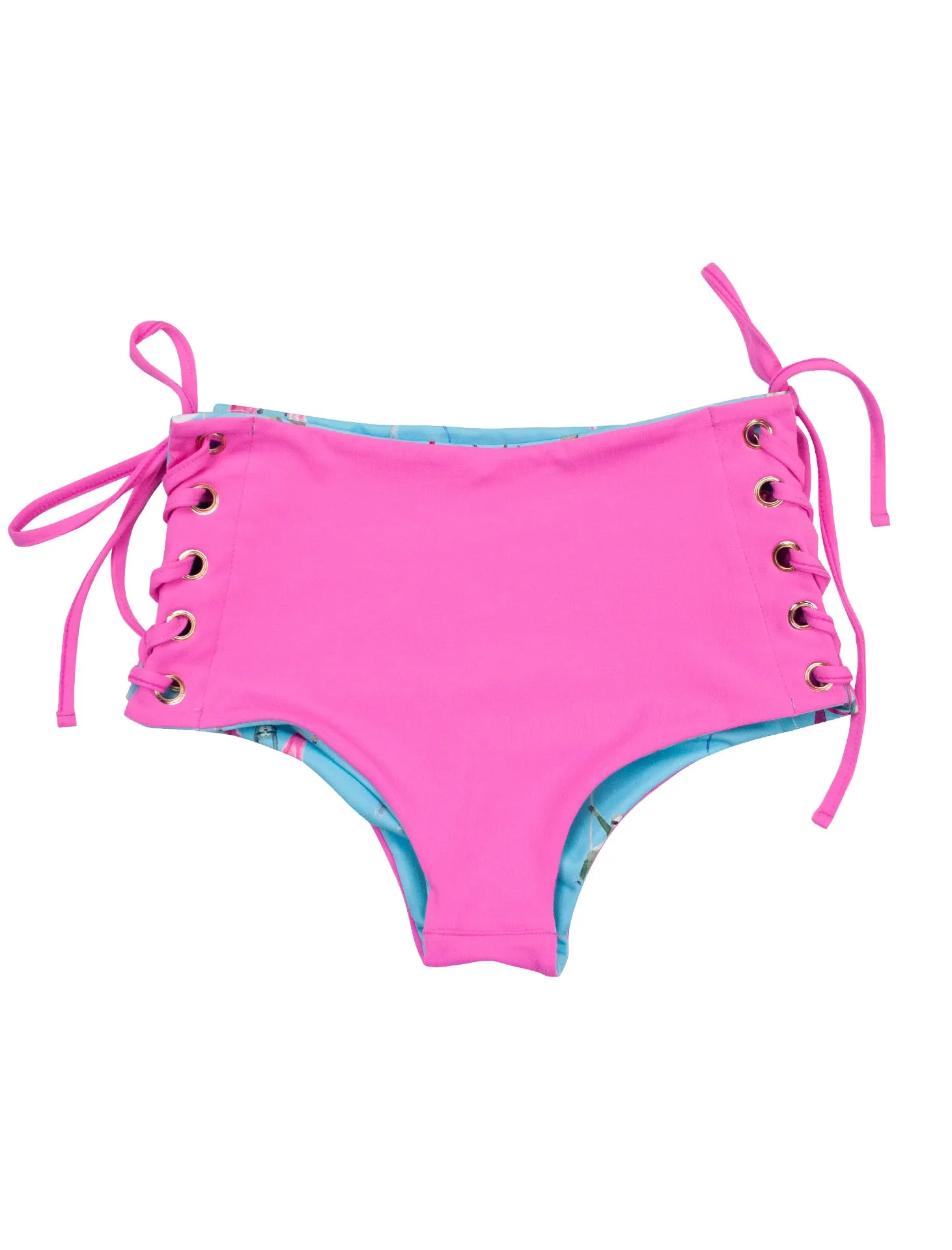 Circus Sloths Blue Lace Up High Waist Shorts