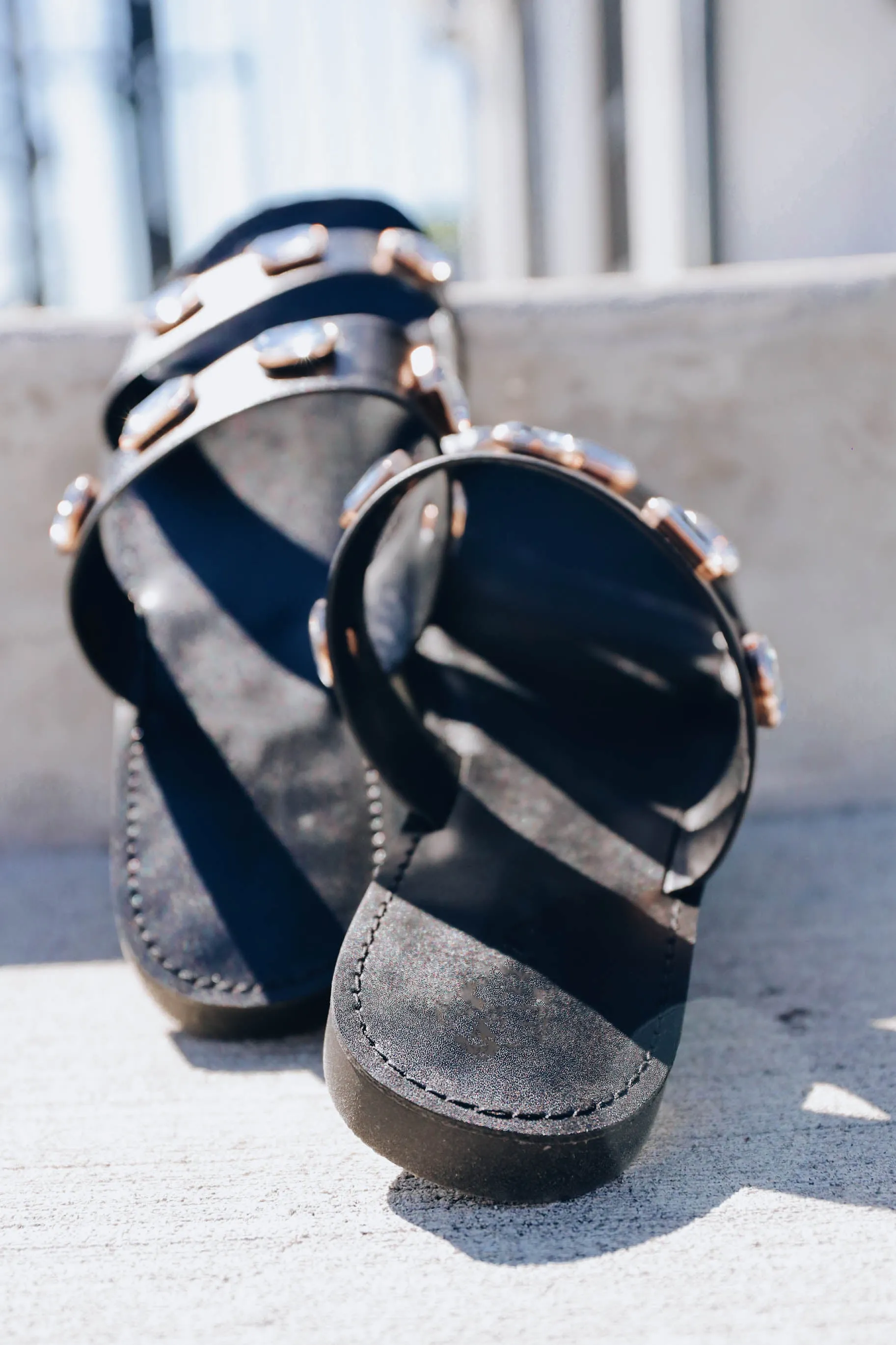 Colette PU Slip On Sandals - Black