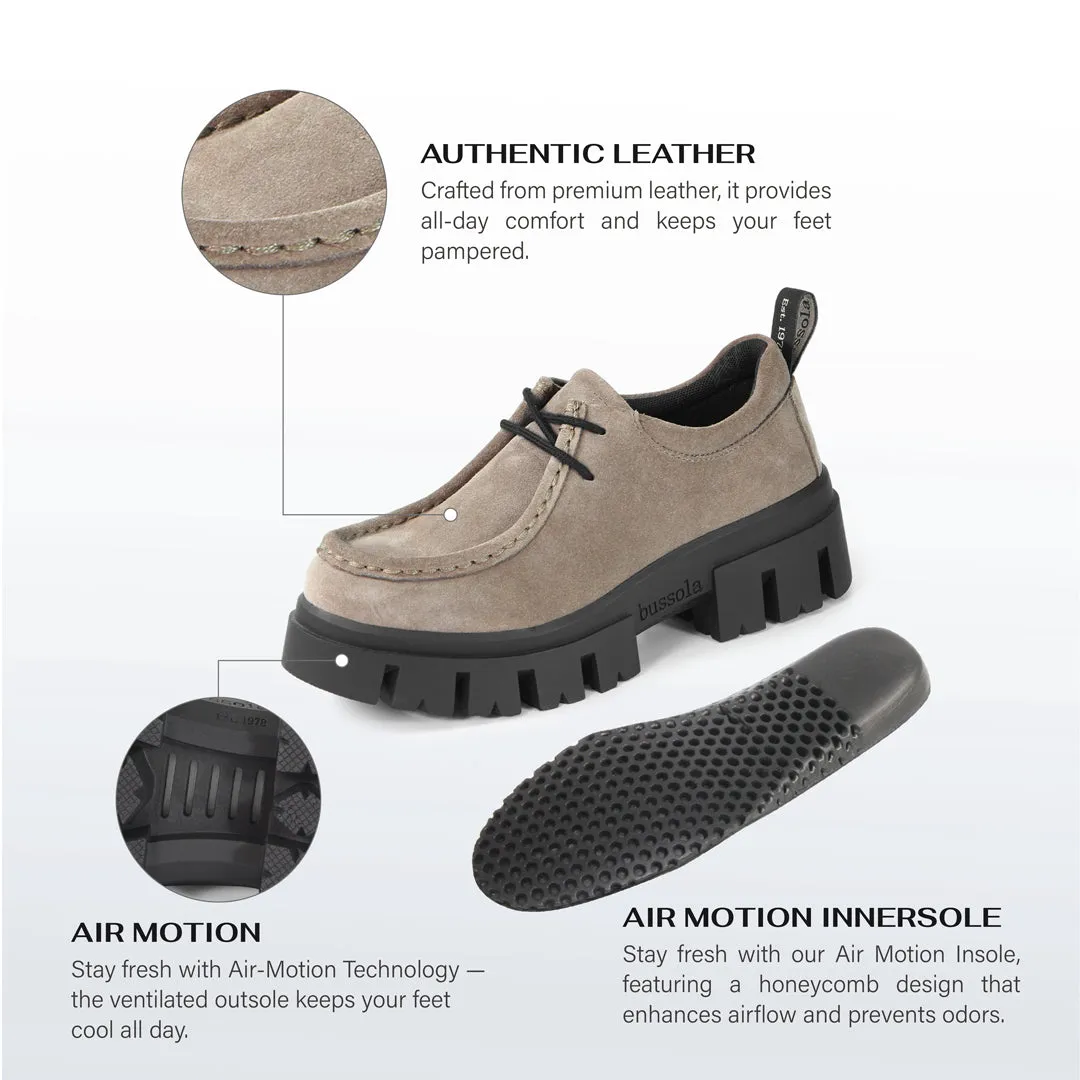 Corvara Lugged Laceup Moccasins (Walnut)
