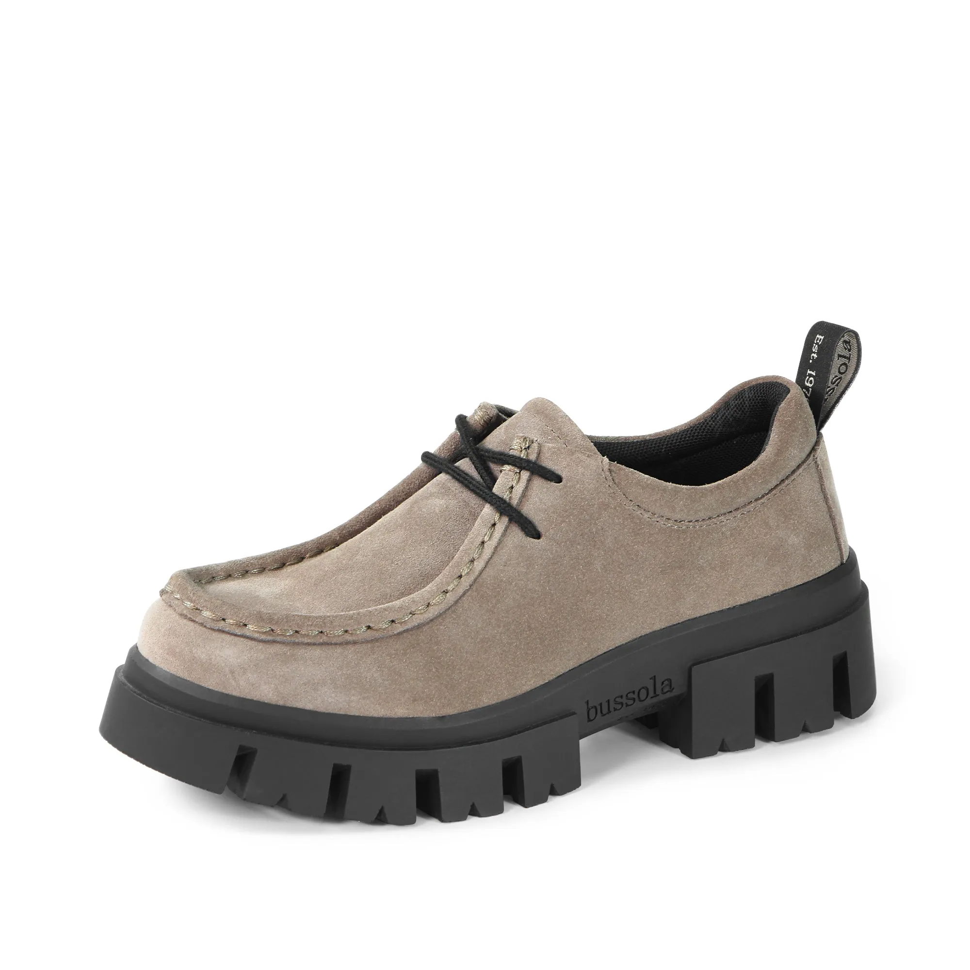Corvara Lugged Laceup Moccasins (Walnut)