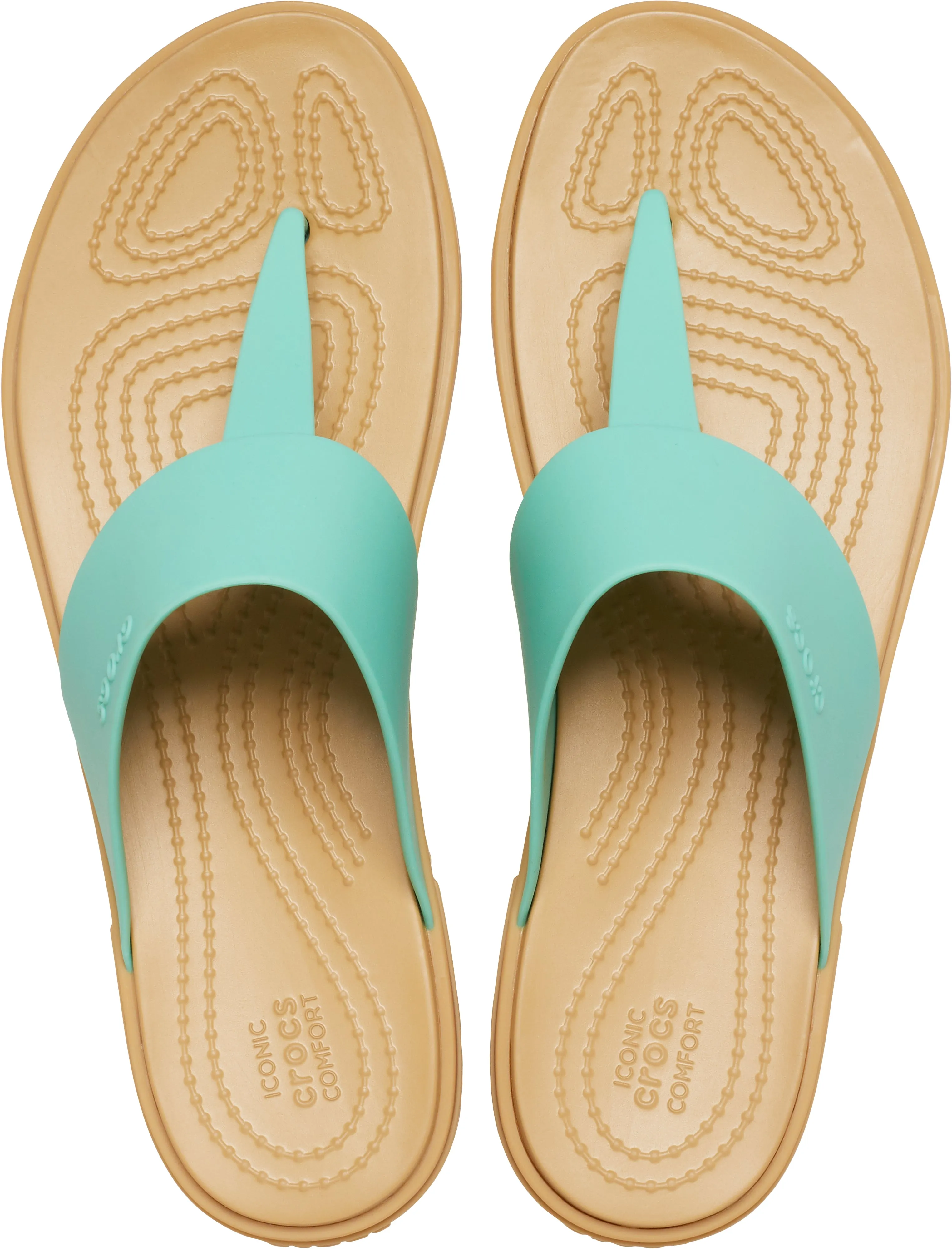 Crocs Womens Tulum Lightweight Slip Ons Flip Flops In Jade Stone