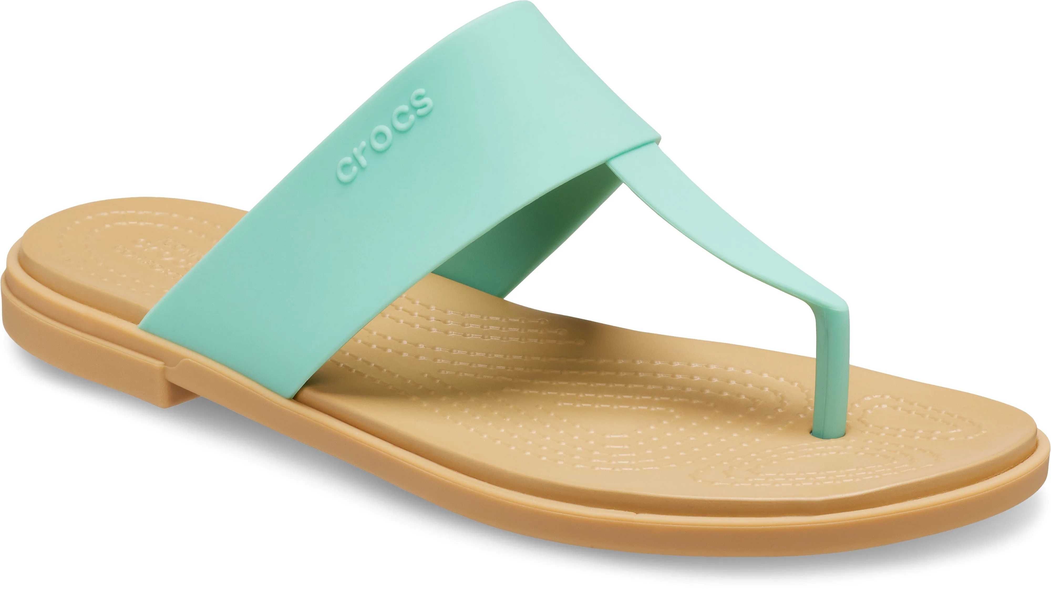 Crocs Womens Tulum Lightweight Slip Ons Flip Flops In Jade Stone