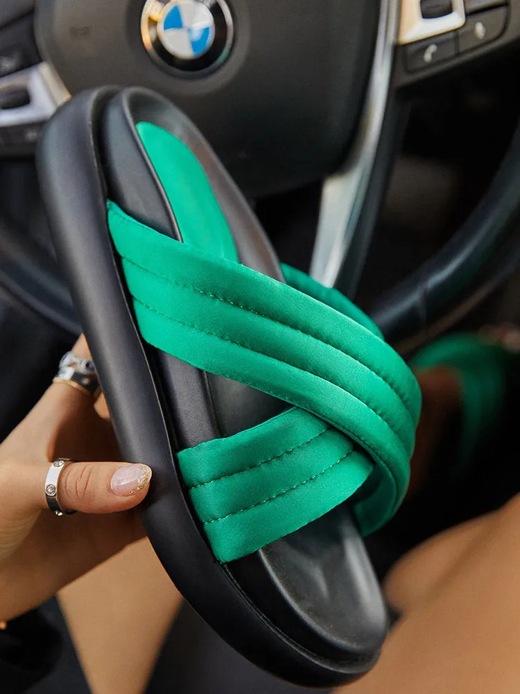 Crossed Solid Color Slippers