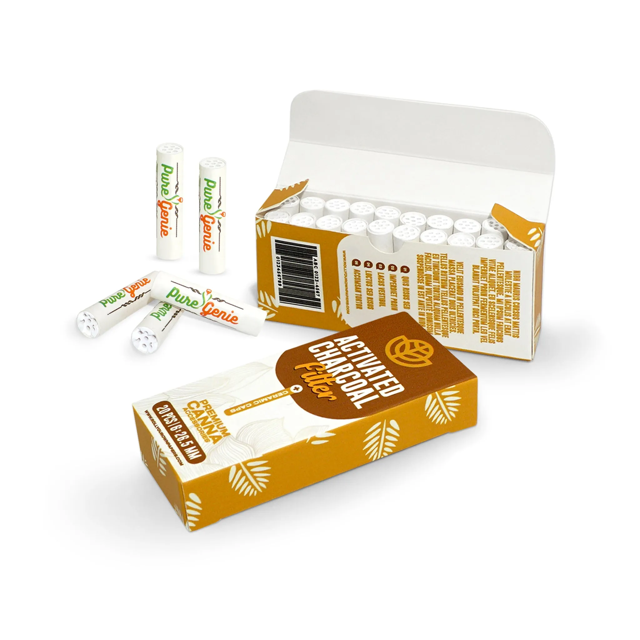 Custom Pre Rolled Activated Charcoal Filters in Flip Top Box Retail Packaging