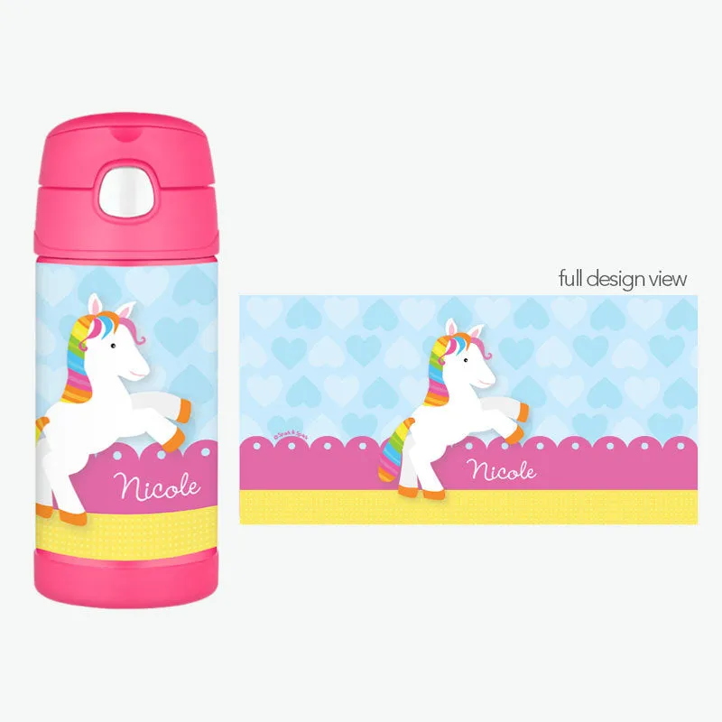Cute Rainbow Pony Personalized Thermos Bottle
