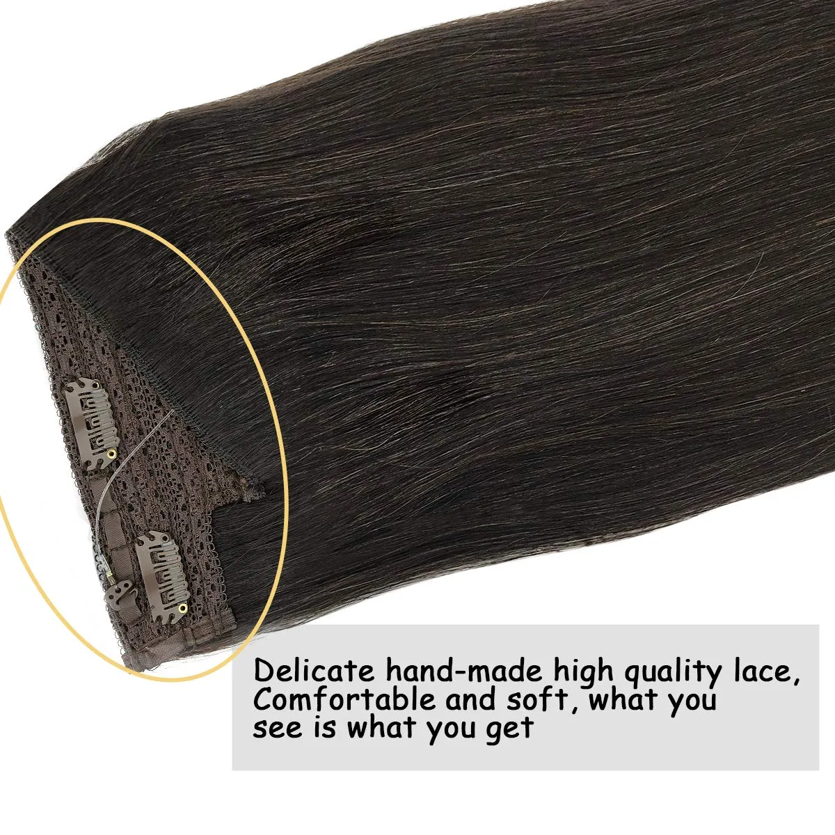 Dark Brown Flip in Halo Hair Extensions